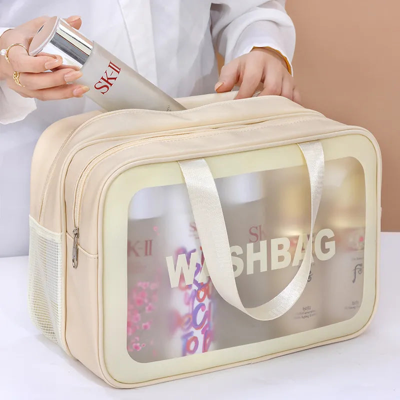 Grande Trousse De Toilette De Voyage Imperméable IGNPION - Motif Floral Beige