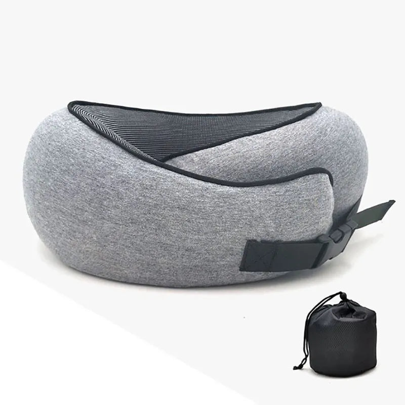 Coussin De Voyage Cervical En Forme De U Romon - Mousse Mémoire De Forme - Housse Soie Glacée - Cordon Réglable