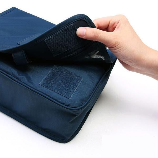 Trousse De Toilette De Voyage Homme - 4 Compartiments, Tissu Oxford Imperméable, Crochet Intégré, 24x10x15cm