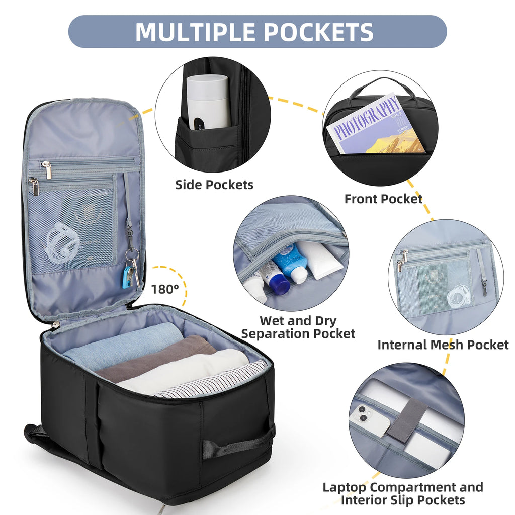 Sac Cabine Cabine 40x20x25 Pour Ryanair Sac Dos Voyage Cabine Avion 20L Sous Sige Sac à Dos Organisation Multiple