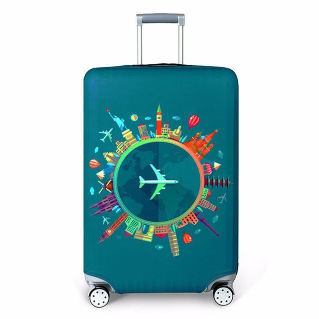 Housse De Valise Extensible - Voyage Turquoise - Globe Voyageur