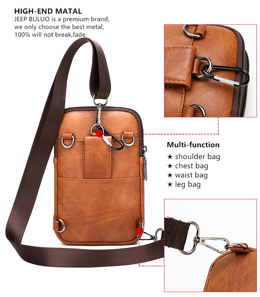 Sac Bandoulière Homme Cuir Véritable WeeDee - Sac Poitrine 3-en-1 Pratique Pour Voyage Et Quotidien