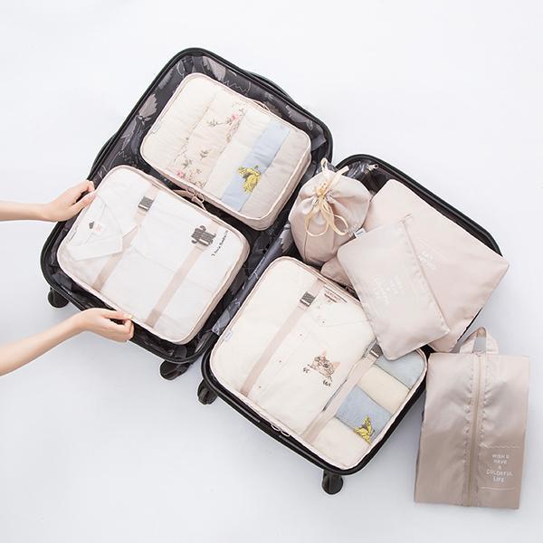 Organisateur de Valise To Travel To Live (Set de 7, Gris)