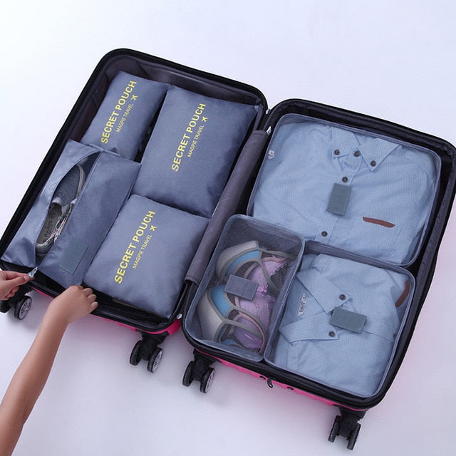 Set De 6 Pochettes De Rangement Pour Valise Secret Pouch – Corail, Neuf