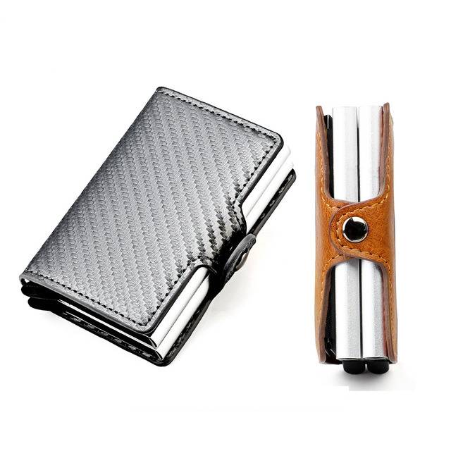 HSAJS Porte-Cartes Bancaire Anti-RFID Métal Aluminium - Étui Rigide 12 Cartes Pour Homme Et Femme