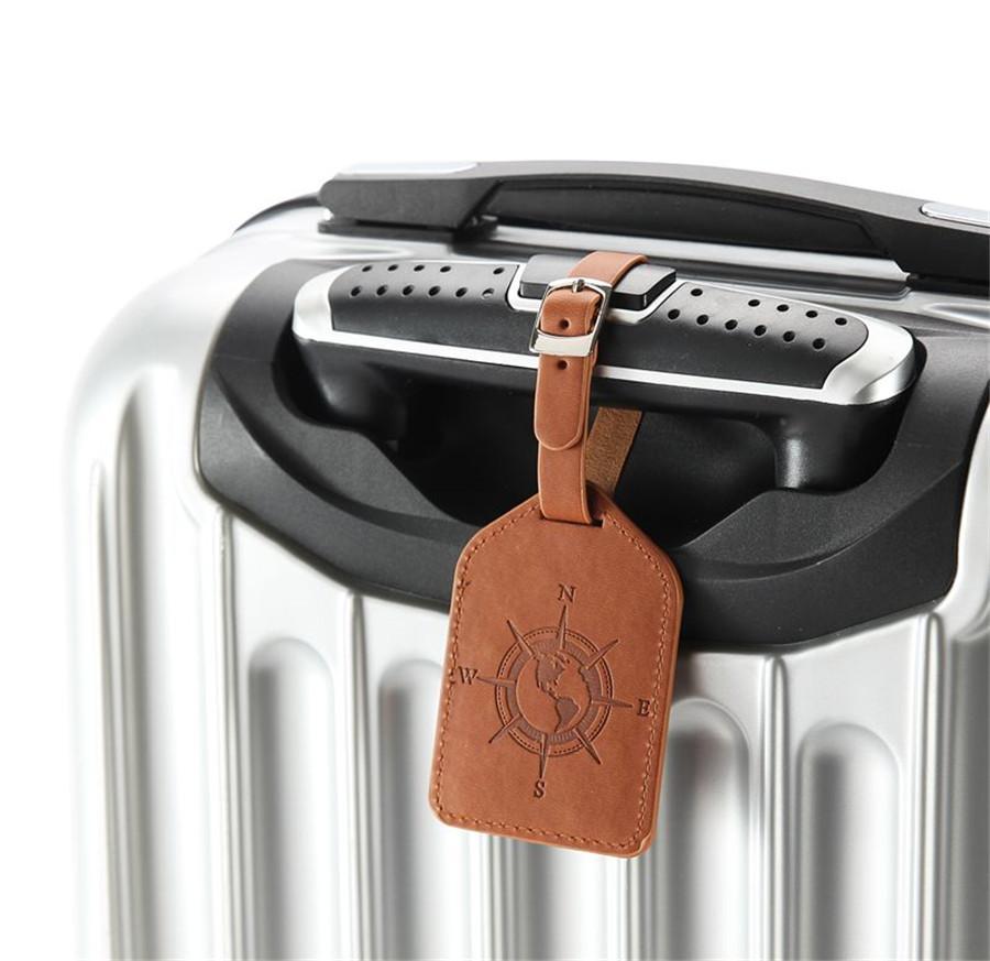 Porte Etiquette Valise en Cuir PU - Compass (5 Couleurs) - Globe Voyageur
