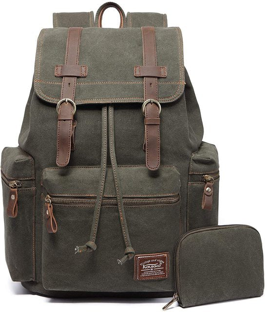 Sac à Dos Vintage en Toile 18L et Pochette Assortie (5 Coloris) - GlobeVoyageur.com