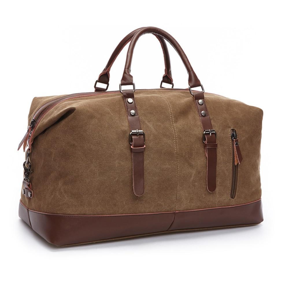 Sac Bandoulière Voyage En Toile & Cuir Pu 42L - Modèle Grande Virée (4 Couleurs) - Globe Voyageur