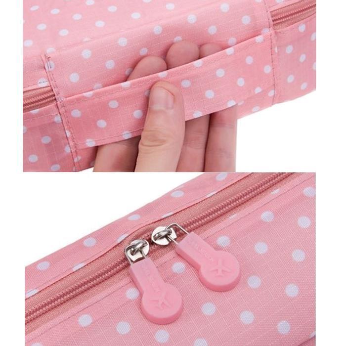 Trousse De Maquillage De Voyage – Format Sac à Fermeture éclair, Motif Crâne Rose – Polyester Imperméable, 23x16x16 Cm