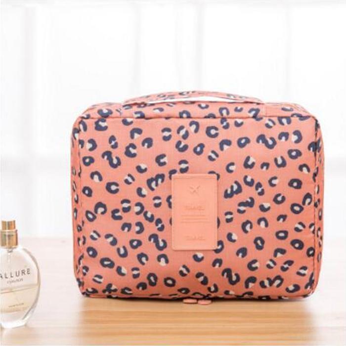 Trousse De Maquillage Léopard - Lot De 2 Pièces (26cm Et 19cm) - Tissu Coton, Idéale Voyage